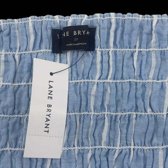 Lane Bryant Cropped Tank Top Blue Striped Linen Blend Women Plus Size 20 - Picture 8 of 8